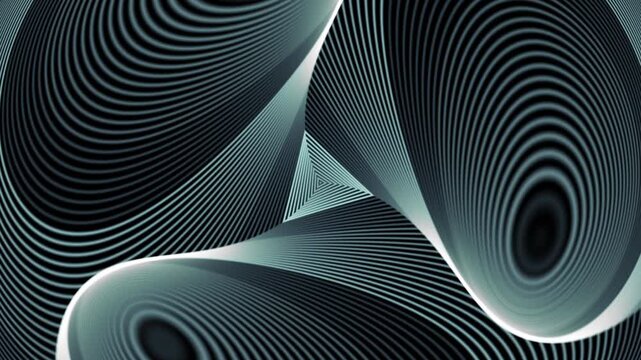 Abstract optical illusion hypnotic lines background loop. Futuristic monochrome spiral vortex motion graphic. Monochromatic geometric wave tunnel.