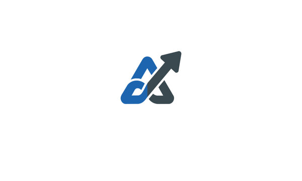 Modern Blue and Black Technology Growth Arrow Logo