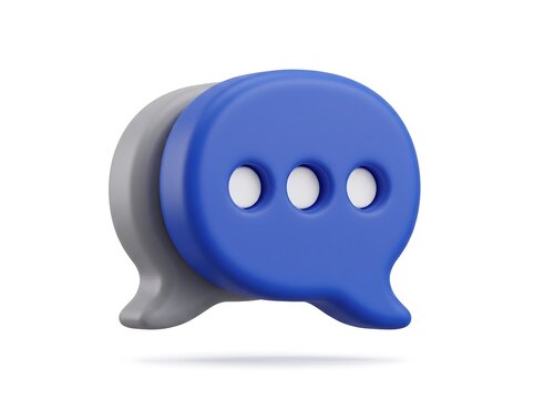 3D blue speech bubbles with ellipsis typing indicator speech bubble 3D render app icon social media