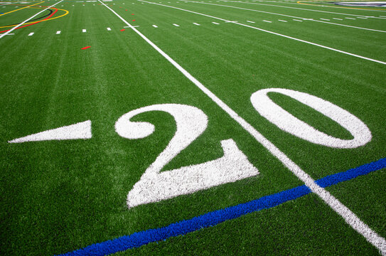 Artificial Turf  field American Football  20 yard line 