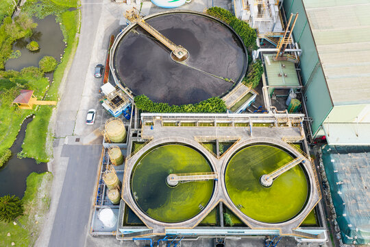 Aerial View of Industrial Wastewater Treatment Plant
