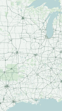 Modern minimalist vector map of the Mississippi River waterway, USA. Scalable geographic river course from Lake Itasca to Gulf of Mexico, major tributaries, and delta basin for wall art posters.