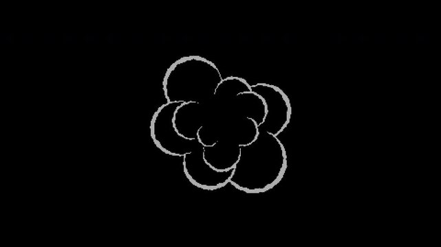 Animation 8bit cartoon smoke explosion fx on alpha channel. 4K motion graphic.