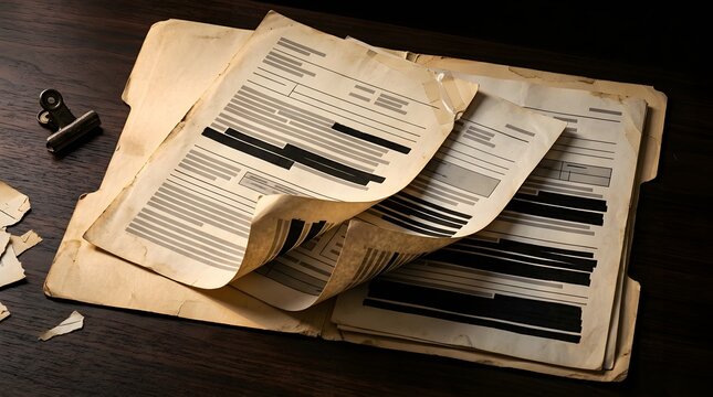 Old confidential documents in manila folder