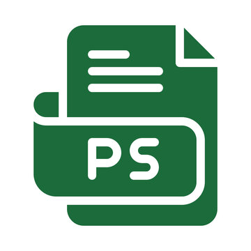 Flat icon of a digital file format with ps letters representing graphic design software transparent background