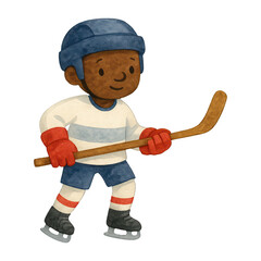 Fototapeta premium PNG Child playing ice hockey illustration.