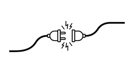 Obraz premium Electrical plug and wall outlet illustration. Unplugged power cord and socket design showing electrical disconnection, energy, electricity, household wiring, and safety concept.
