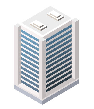 Isometric modern building with city street section