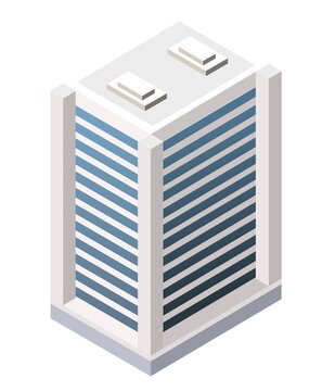 Isometric modern building with city street section