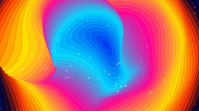 Abstract 3 d motion background, with vibrant neon, gradient swirls and, floating particles