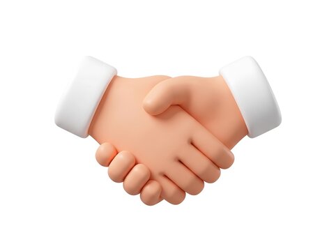 3D cartoon business handshake representing partnership and agreement with cartoon hands
