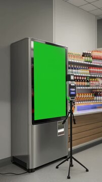 Modern Vending Machine With Green Screen Display