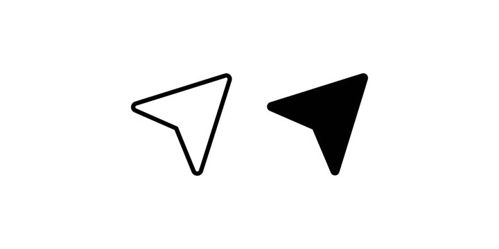 Navigation arrow cursor pointer outline and filled icon vector graphic.