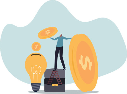 Fundraising idea, funding new innovative project, donation, investing or VC venture capital to support startup idea.life and employment of people.flat design.