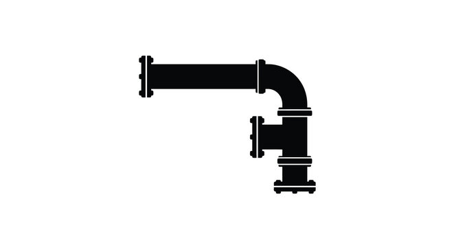 Pipe fitting silhouette on a white background industrial plumbing component
