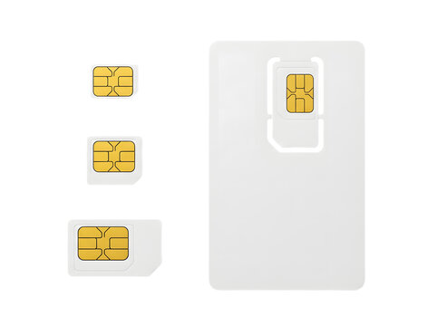 Set of different sizes of sim cards isolated on transparent background