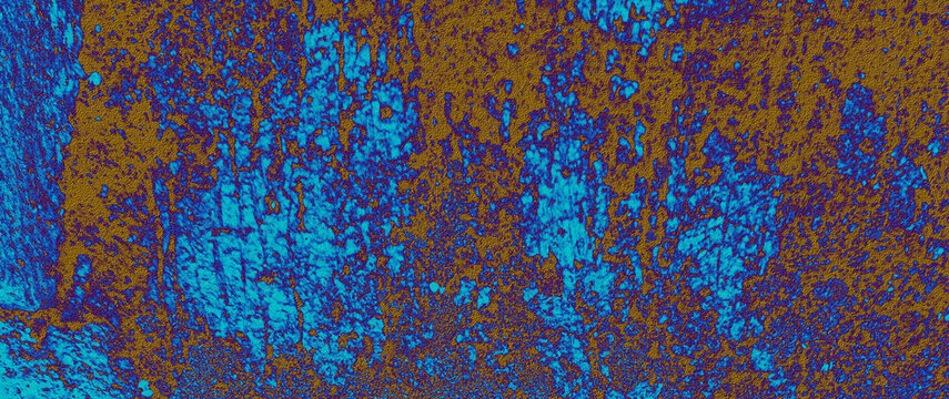 Abstract Vibrant Blue Orange Thermal Cyanotype Grunge Concrete Wall Texture Background