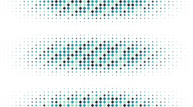 Teal and dark blue diamonds arranged in a horizontal halftone pattern, creating a rhythmic texture on a white background