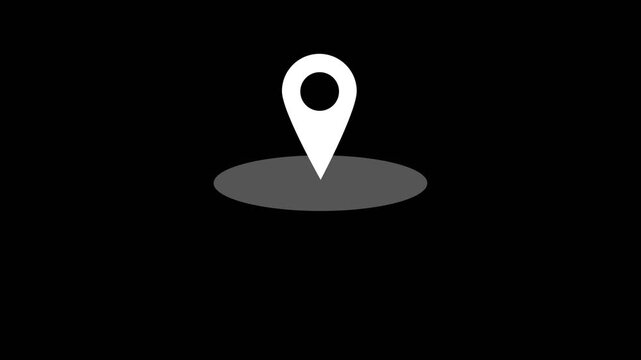 Animated location pin icon on white background. GPS location pointer animation with radio wave. Road map pointer icon for navigation and location pin markers with signal trace animation concept. 4k