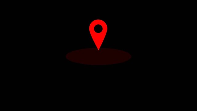 Animated red location pin icon on green background. GPS location pointer animation with radio wave. Road map pointer icon for navigation. location pin markers. 4k