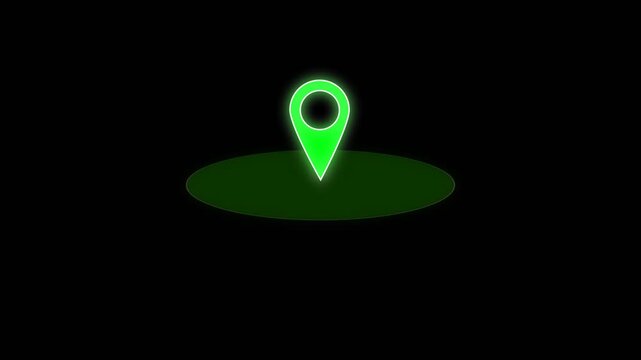 Animated red location pin icon on white background. GPS location pointer animation with radio wave. Road map pointer icon for navigation. 4k animation