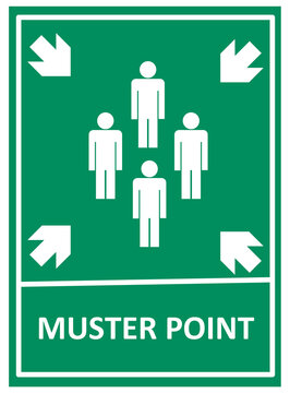Muster Point Assembly Area Green Safety Sign Board Vector Illustration