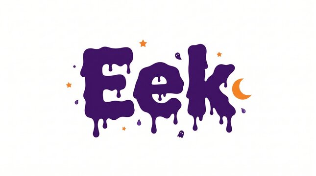 Halloween spooky purple text with stars and moon