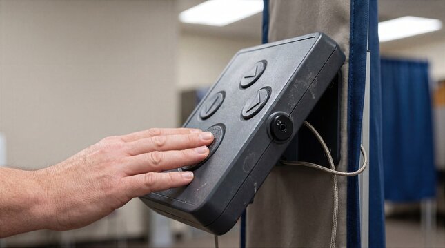 Accessible voting machine at American polling place