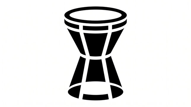 Black geometric hand drum vector illustration on a white background