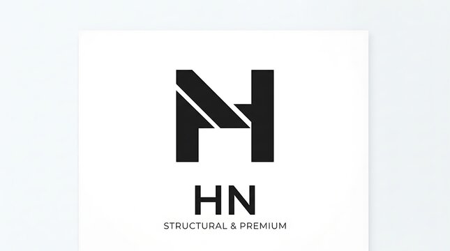 Minimalist HN letter logo design, structural black monogram on white background, premium corporate branding identity