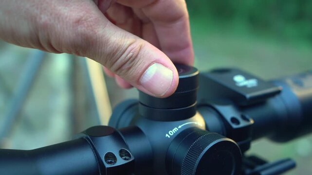 Adjusting the scope for hunting.