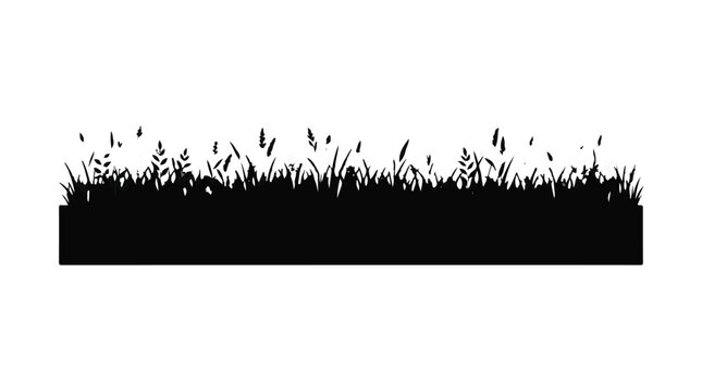 Cad tree lines Grass Silhouette Banner Set, Black Vector Textured Border Elements, Landscape Grass Strip Separator vactor