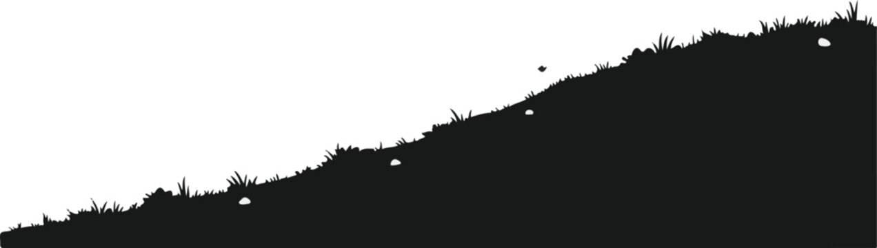 Cad tree lines Mountain silhouette, black hill vector clipart, natural landscape outline. Minimalist terrain shape for background design and web graphics. vactor