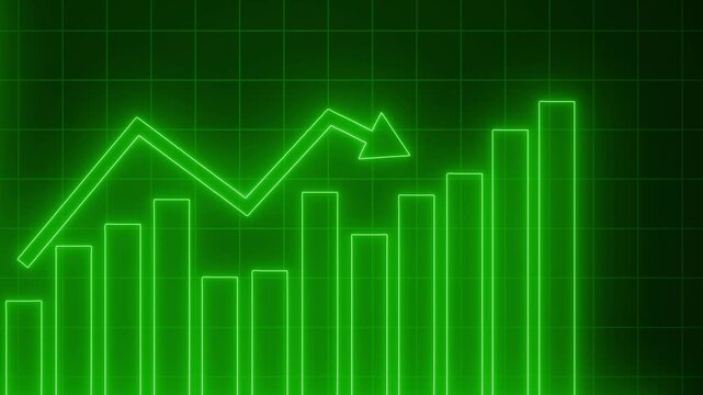 Neon Modern Business Analytics Graph Animation with Rising Data Bars