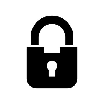 Black padlock security icon isolated vector illustration on white background