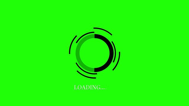 Futuristic circle progress bar animation on green background.