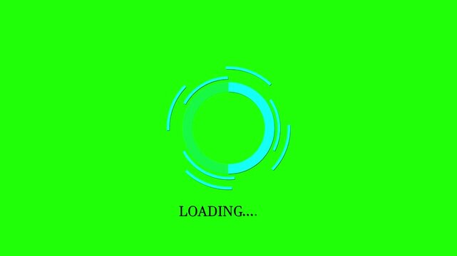 Futuristic circle progress bar animation on green background.
