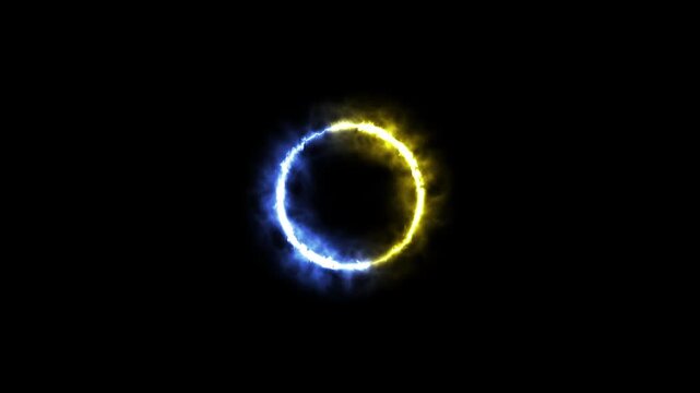 Glowing fire number circle of light animation on black background.