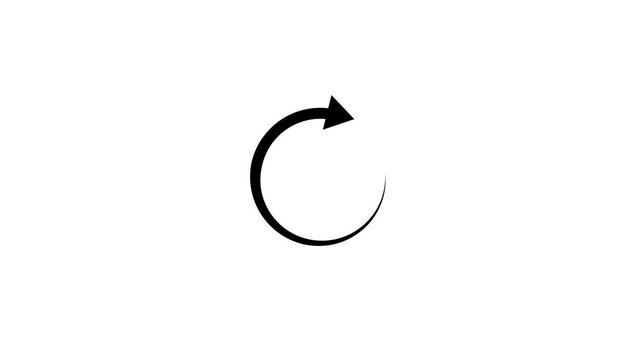 Circle arrow refresh and reload icon animation with loading progress on white background.