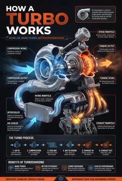 Turbocharger Exhaust Boost Engine Power Education Diagram