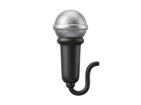 3D cartoon microphone with black stand and silver metallic top 3D microphone audio equipment mic stand