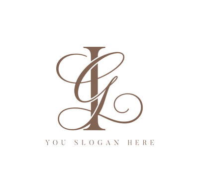 GI initial letter monogram logo vector template in elegant calligraphy style