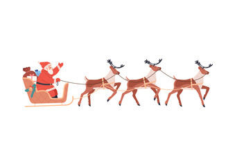 Santa Claus riding a sleigh pulled by three reindeer for Christmas holiday celebration © Rajib