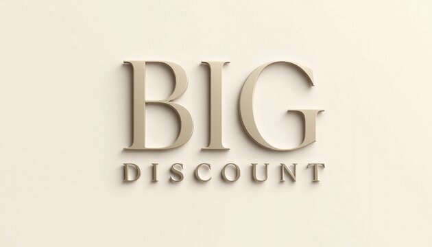 Big discount text typography sign on a plain light background with sale sign promotional text shopping message retail text business banner commercial offer discount promotion shopping