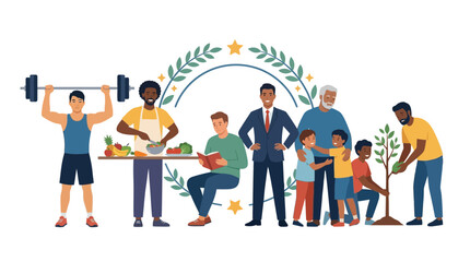 Fototapeta premium Diverse Group of People Engaged in Various Daily Activities Illustration