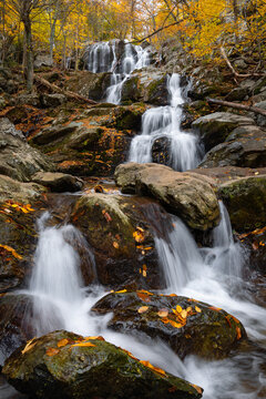 water falling over rocks, shenandoah mountains, virginia