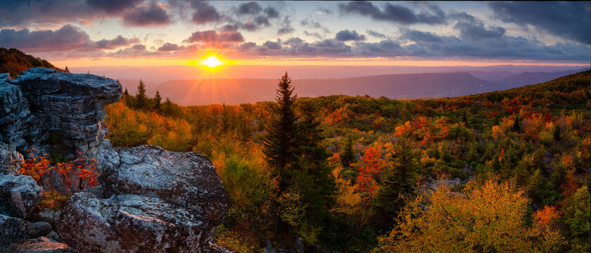 beautiful autumn sunrise, dolly sods, west virginia