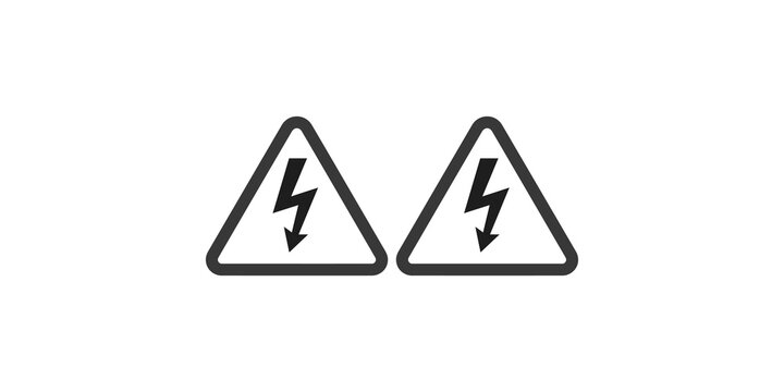 High voltage warning hazard symbols in black outline style for electrical safety signs.