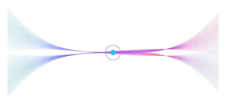 Abstract converging lines vector design with blue center dot isolated on transparent background