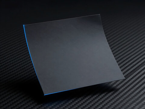Floating Abstract Square Plate on Carbon Fiber Background